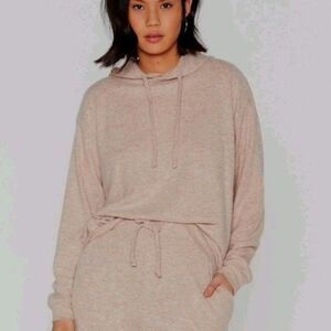 Nasty Gal Beige Soft Knit Casual Pullover Hoodie 6